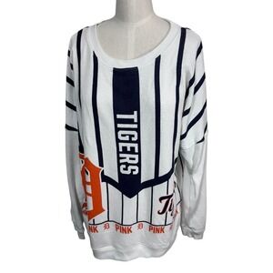 Victoria's Secret PINK Detroit Tigers MLB Sweatshirt Striped Y2K Style Women's M